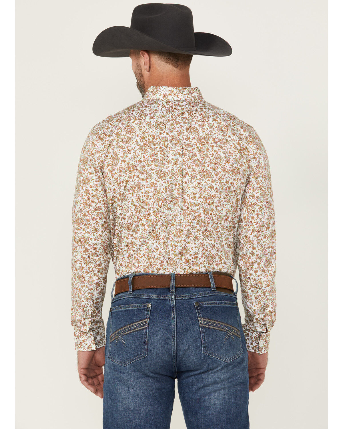 Image #4 - Cody James Men's Waylen Floral Print Long Sleeve Button-Down Stretch Western Shirt, Brown, hi-res