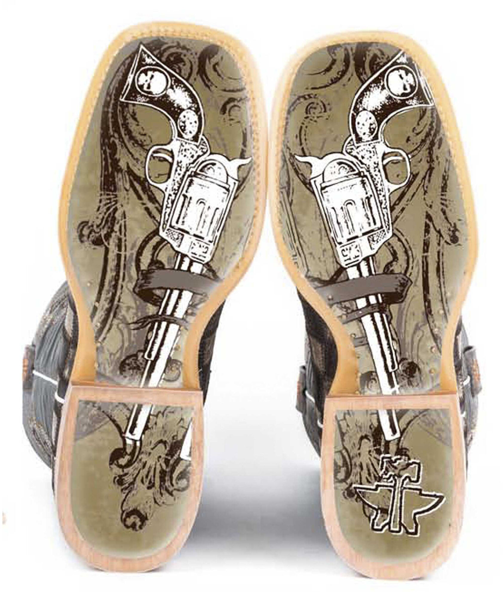 Image #2 - Tin Haul Men's Gunslinger Checkered Western Boots - Broad Square Toe, Brown, hi-res