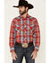 Roper Men's Warm Red Large Plaid Long Sleeve Snap Western Shirt , Red, hi-res