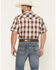 Image #4 - Ely Walker Men's Plaid Print Short Sleeve Snap Western Shirt - Tall, Burgundy, hi-res