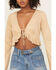 Image #3 - Shyanne Women's Bolero Faux Suede Long Sleeve Shirt, Khaki, hi-res