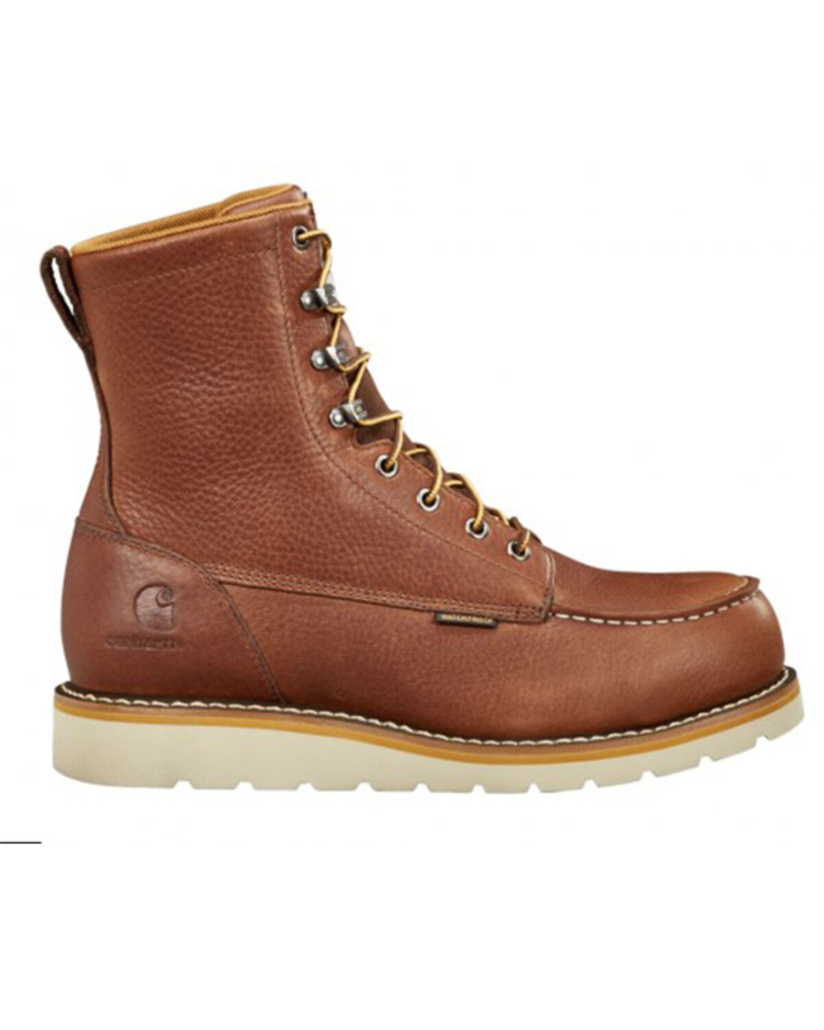 Image #1 - Carhartt Men's Waterproof 8" Lace-Up Wedge Work Boots - Steel Toe, Brandy Brown, hi-res