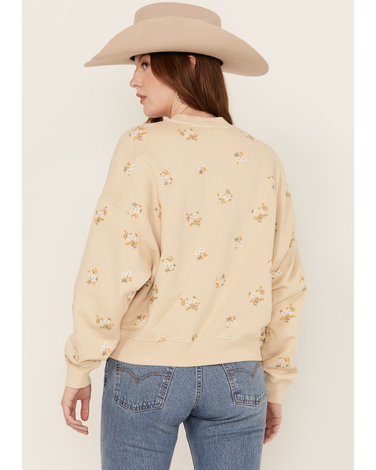 Image #4 - Driftwood Women's Ditsy Flower Embroidered Sweatshirt, Cream, hi-res