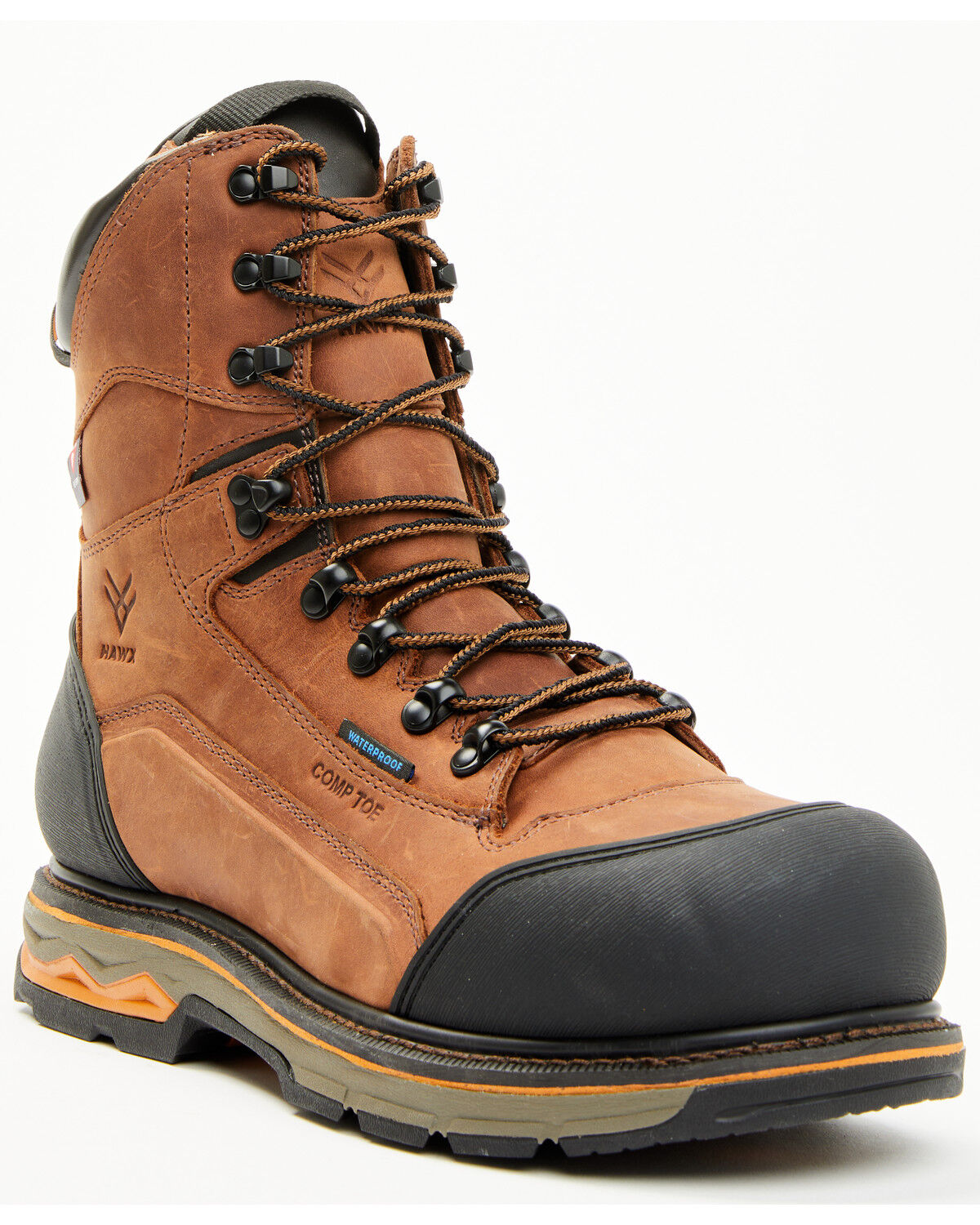 Image #1 - Hawx Men's 8" Enduro Waterproof 800G Insulated Work Boots - Composite Toe, Dark Brown, hi-res