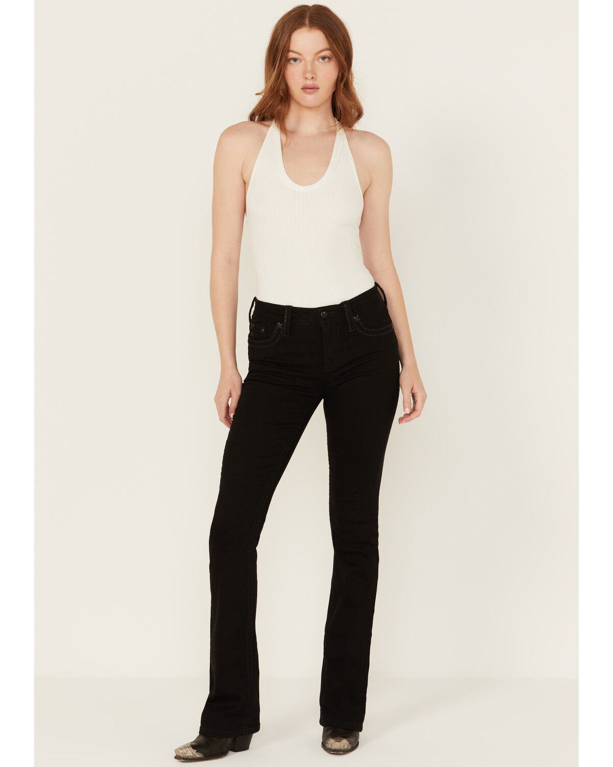 Image #3 - Miss Me Women's Classic Mid Rise Stretch Bootcut Jeans, Black, hi-res