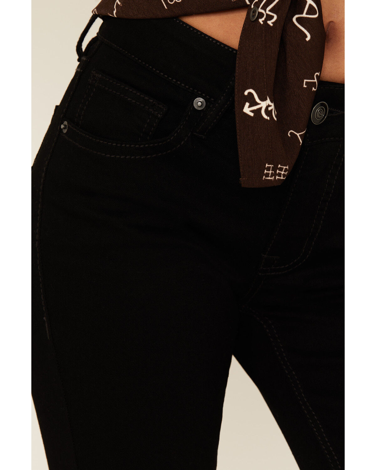 Image #2 - Rock & Roll Denim Women's Mid Rise Bootcut Stretch Denim Jeans, Black, hi-res
