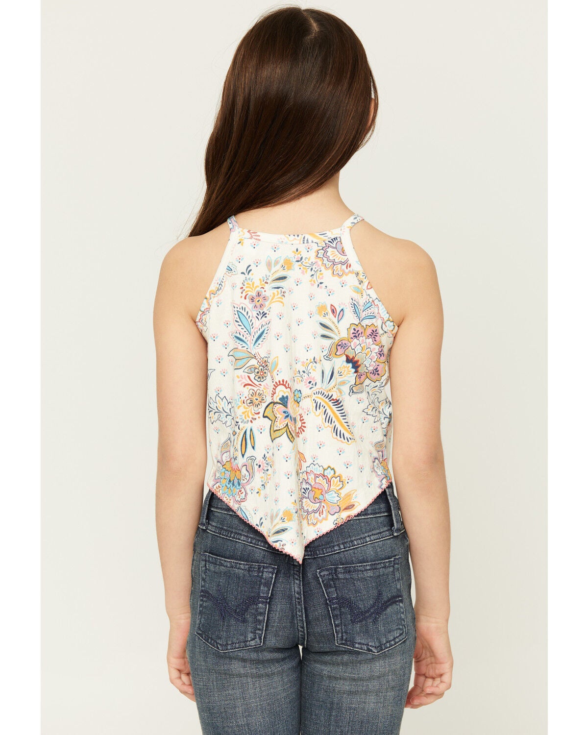 Image #4 - Shyanne Girls' Paisley Print Halter Tank Top, Cream, hi-res