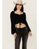 Image #1 - Idyllwind Women's Hazel Smocked Long Sleeve Cropped Blouse, Black, hi-res