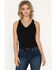 Miss Me Women's Found My Love Knot Strap Tank Top , Black, hi-res