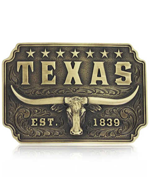 Montana Silversmiths Men's Classic Texas Longhorn Buckle, Bronze, hi-res
