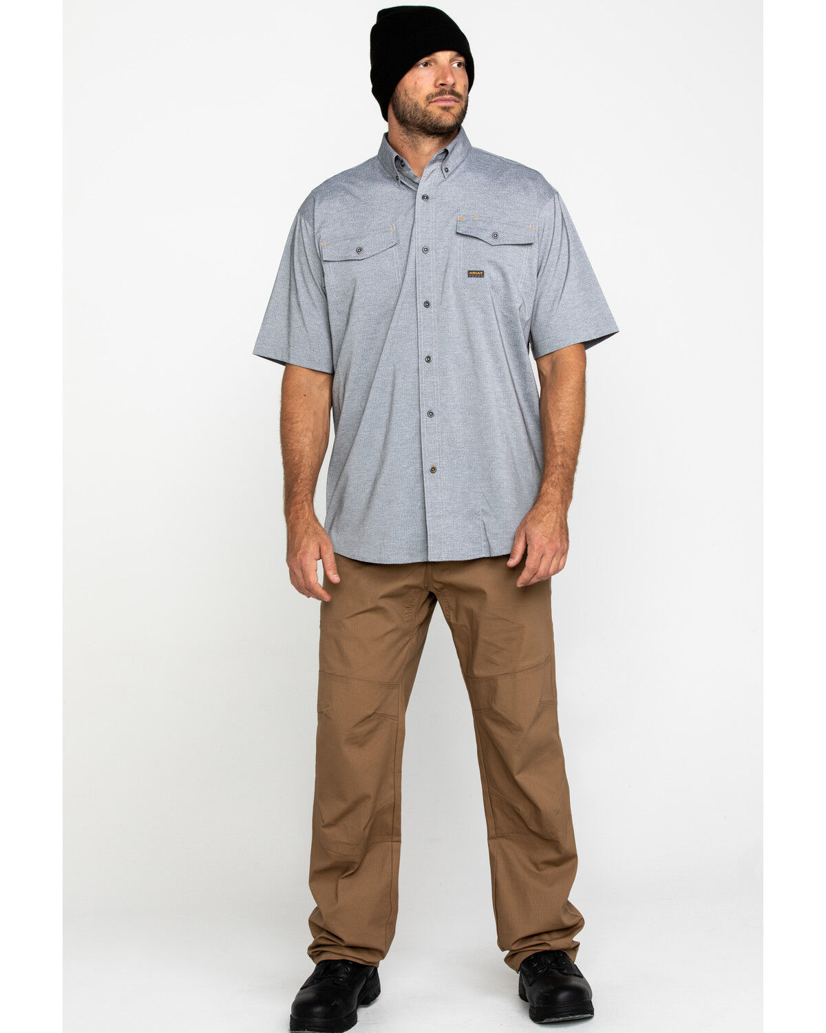 Image #6 - Ariat Men's Grey Rebar Made Tough Durastretch Vent Short Sleeve Work Shirt, Heather Grey, hi-res
