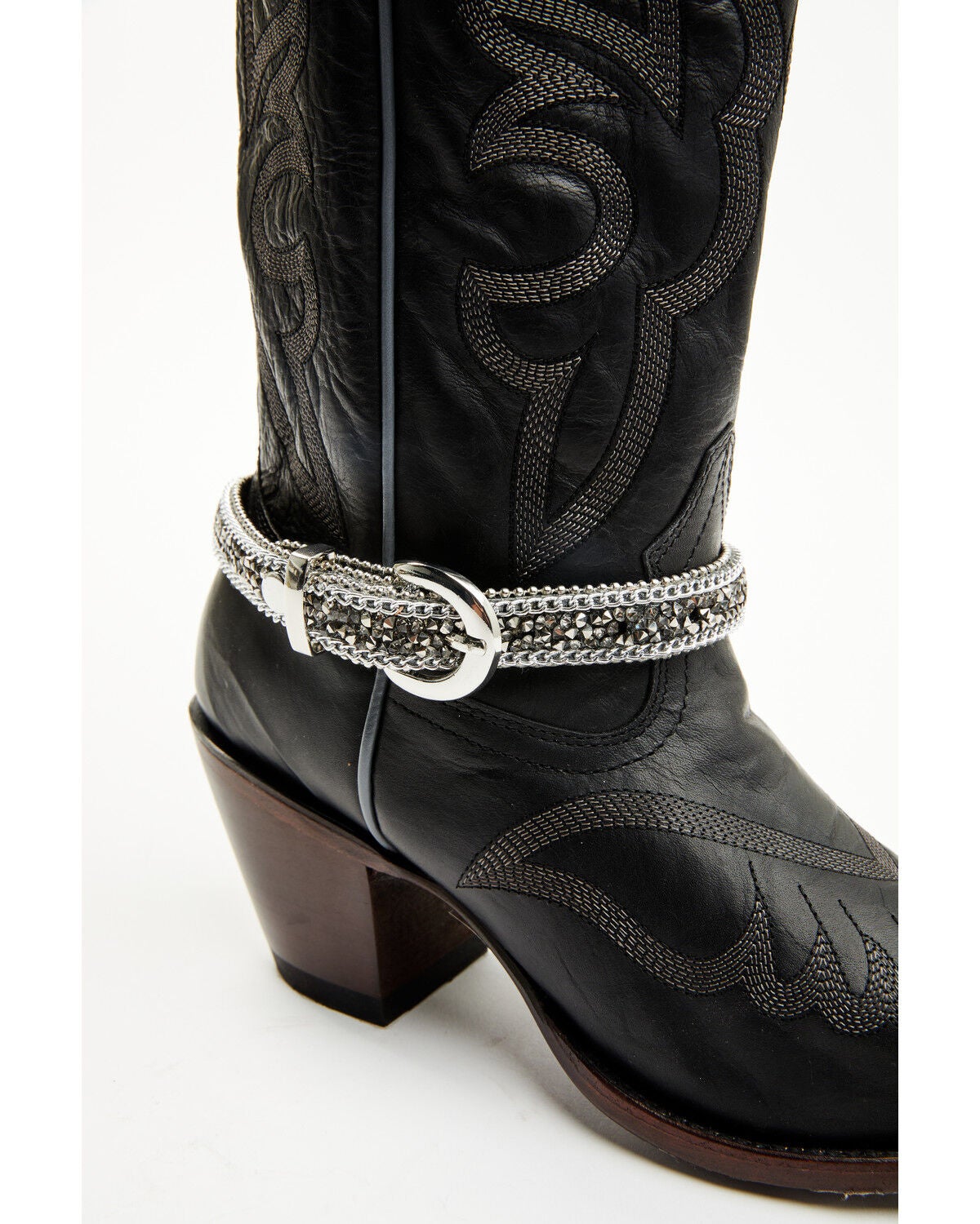 Shyanne Women's Rhinestone Studded Strap Boot Jewelry, Black, hi-res
