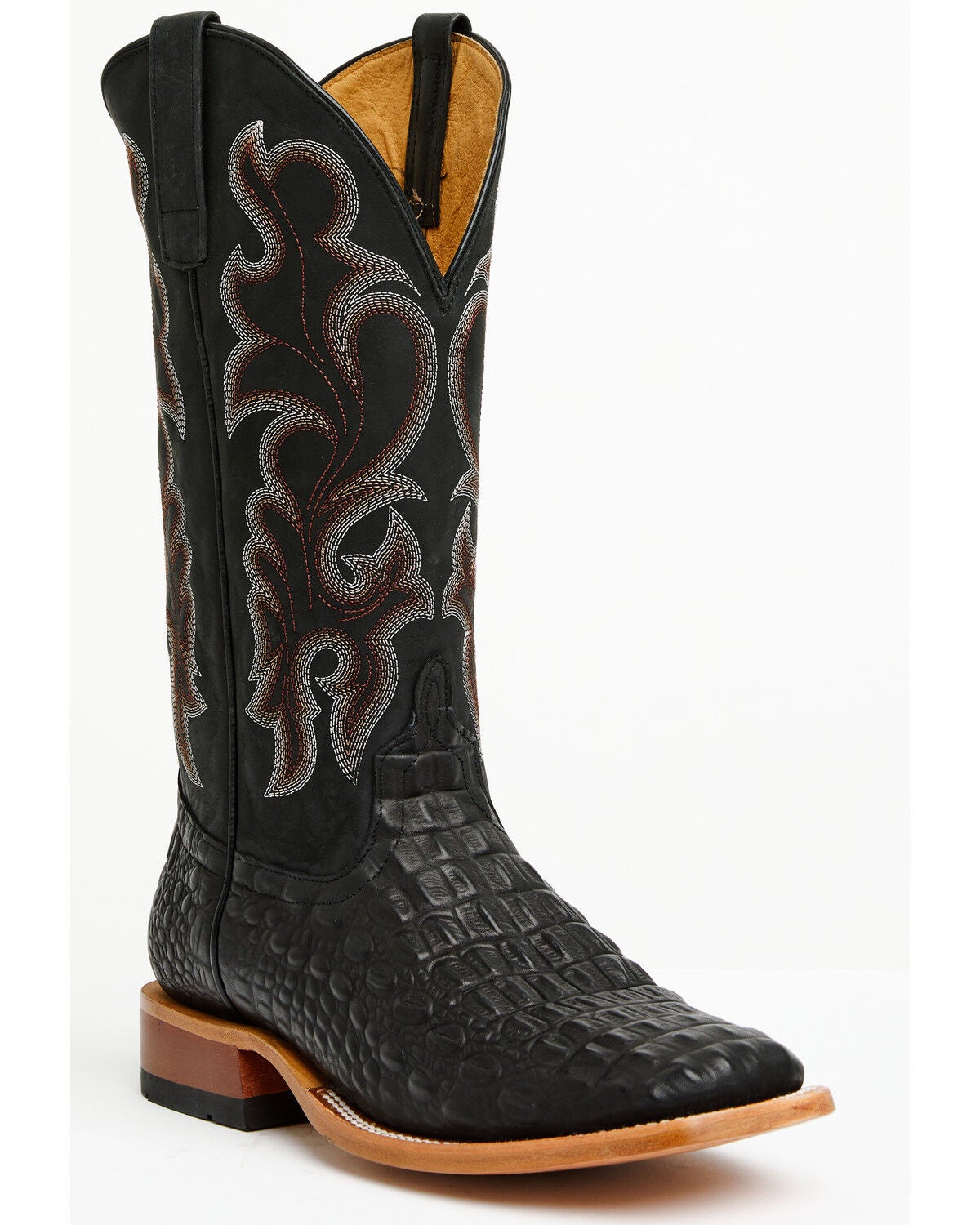 Horse Power Men's Boot Barn Exclusive Nile Crocodile Print Tall Western Boots - Broad Square Toe, Black, hi-res