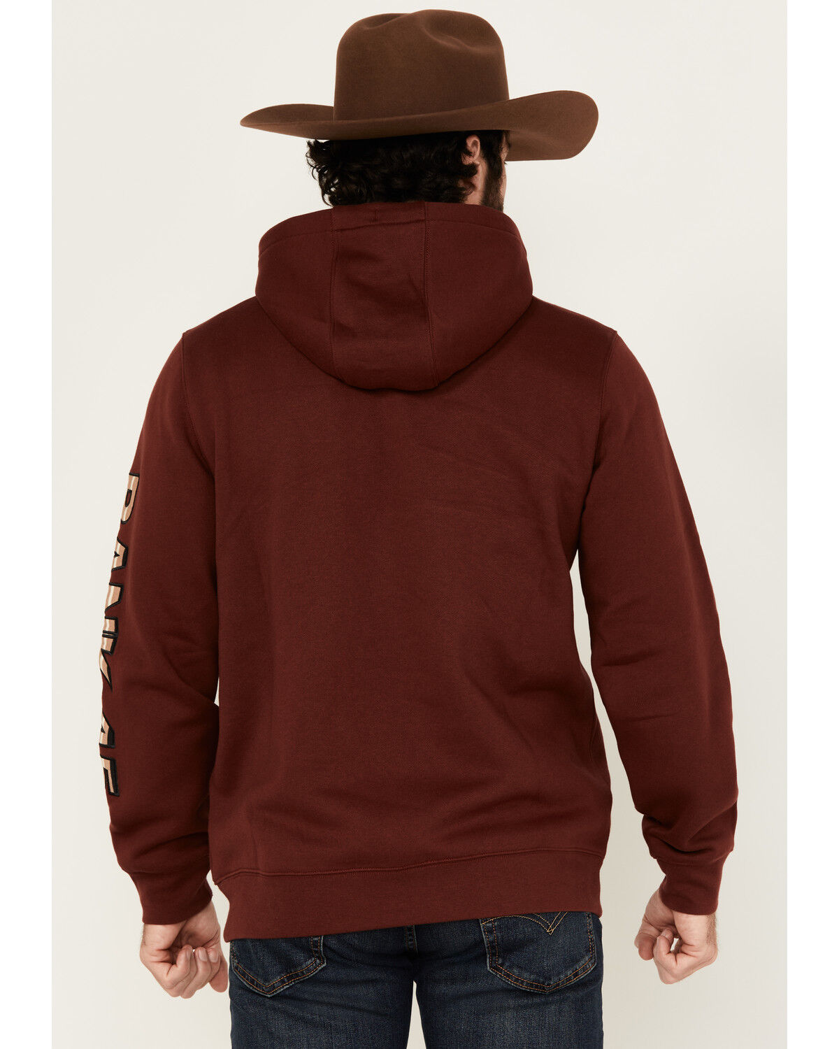 Image #4 - RANK 45® Men's Striped Logo Hooded Sweatshirt, Burgundy, hi-res