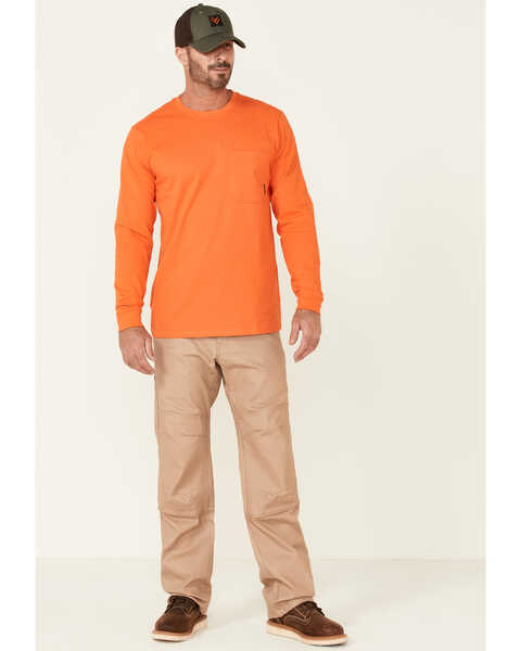 Image #2 - Hawx Men's Solid Orange Forge Long Sleeve Work Pocket T-Shirt - Tall , Orange, hi-res