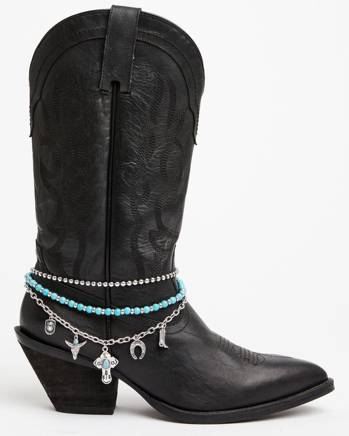 Shyanne Women's Beaded Turquoise Charm Boot Bracelet, Silver, hi-res