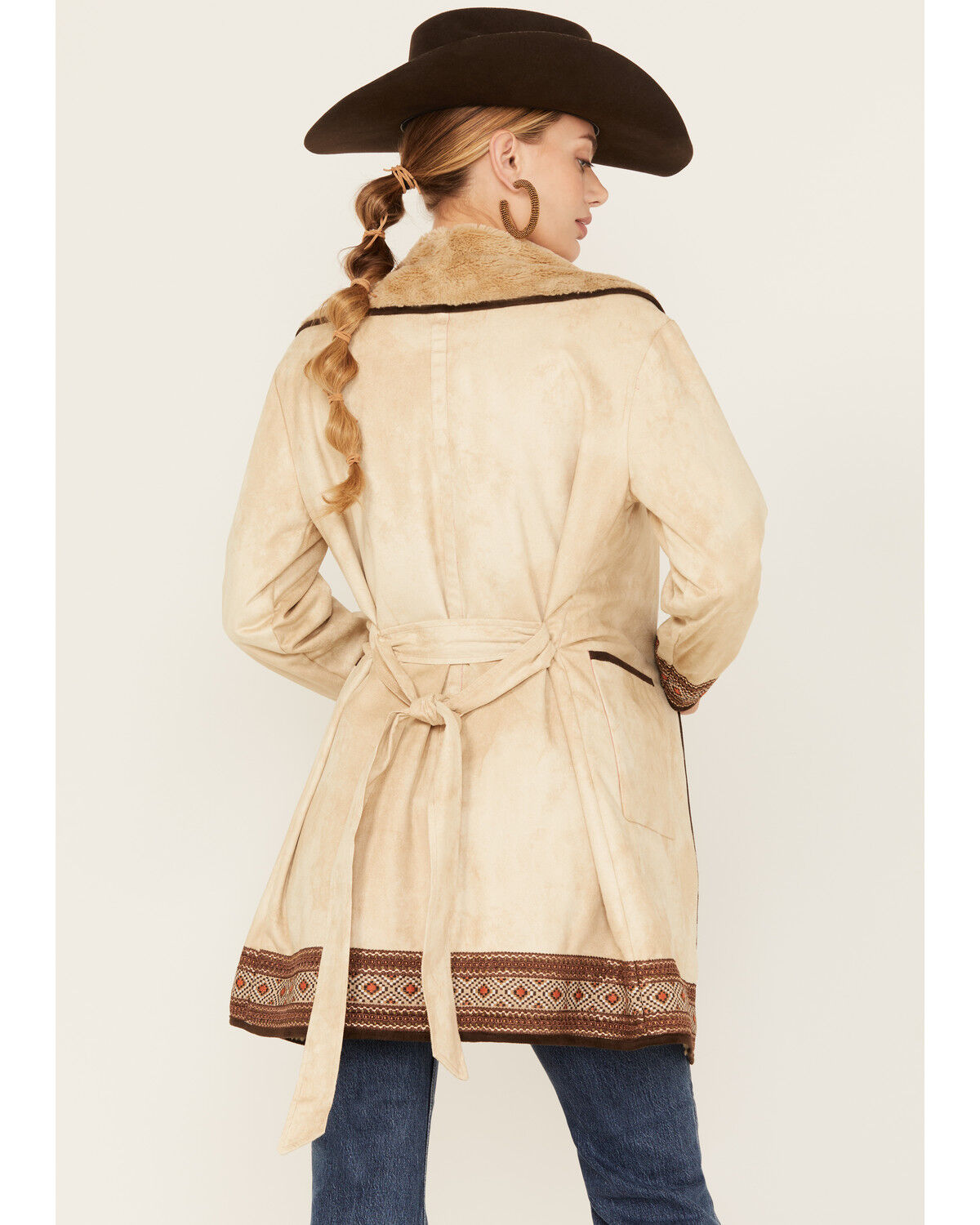Image #4 - Tasha Polizzi Women's Raquel Faux Suede Border Print Jacket, Tan, hi-res
