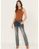 Image #3 - Grace in LA Women's Medium Wash Floral Embroidered Mid Rise Bootcut Stretch Denim Jeans, Medium Wash, hi-res