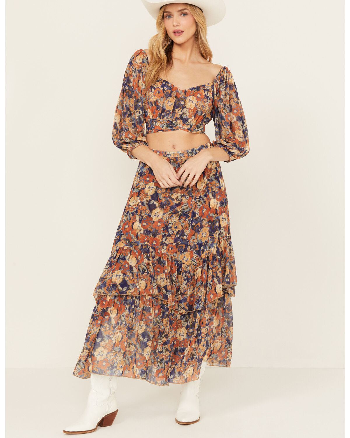 Image #2 - Beyond The Radar Women's Floral Print Tie Back Top, Multi, hi-res