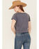 Image #4 - Cleo + Wolf Women's Freedom Short Sleeve Graphic Baby Tee, Navy, hi-res