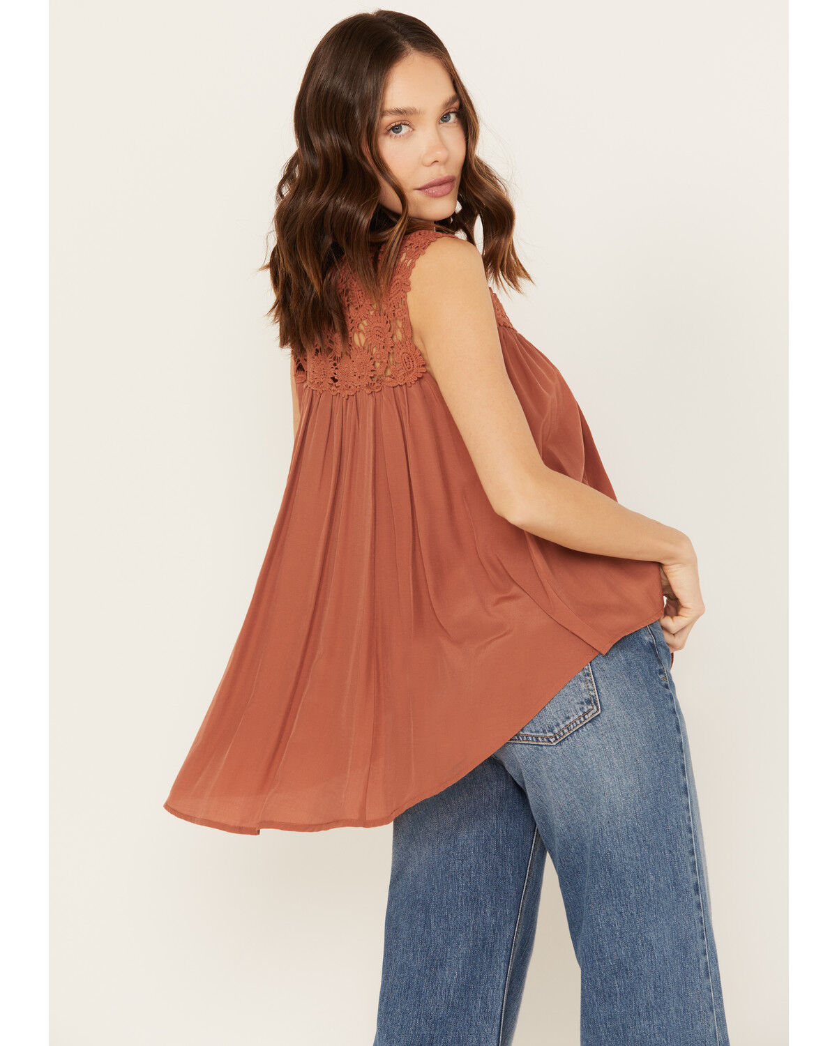 Image #4 - Molly Bracken Women's Crochet Sleeveless Peasant Top, Rust Copper, hi-res