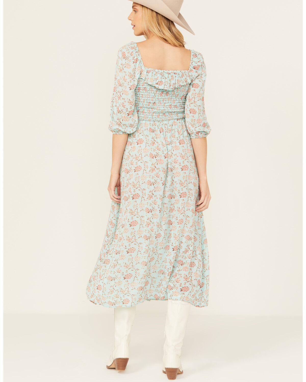 Image #4 - Rock & Roll Denim Women's Floral Boho Midi Dress, Turquoise, hi-res