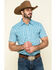 Rock & Roll Denim Men's Turquoise Small Plaid Short Sleeve Western Shirt , Teal, hi-res