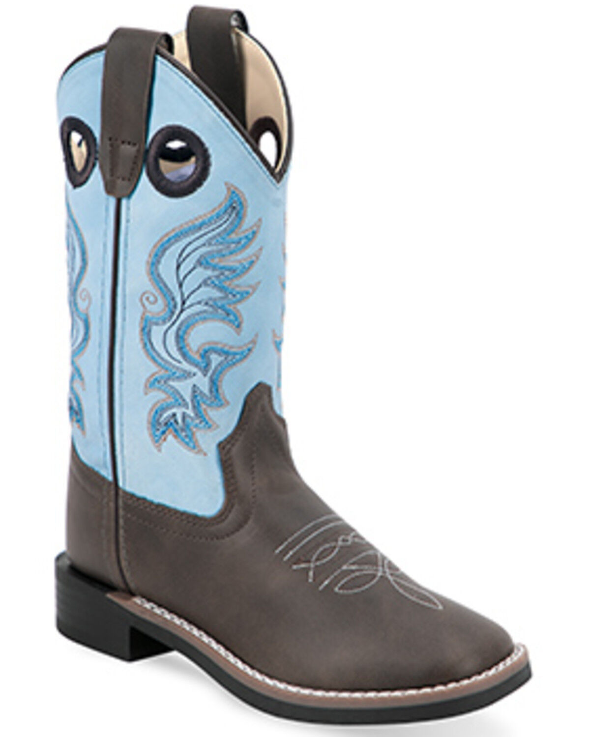 Image #1 - Old West Boys' Western Boots - Broad Square Toe, Light Blue, hi-res