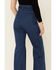 Flying Tomato Women's Self-Tie Sash Flare Jeans, Blue, hi-res