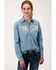 Roper Women's Light Wash Long Sleeve Snap Western Core Denim Shirt , Blue, hi-res