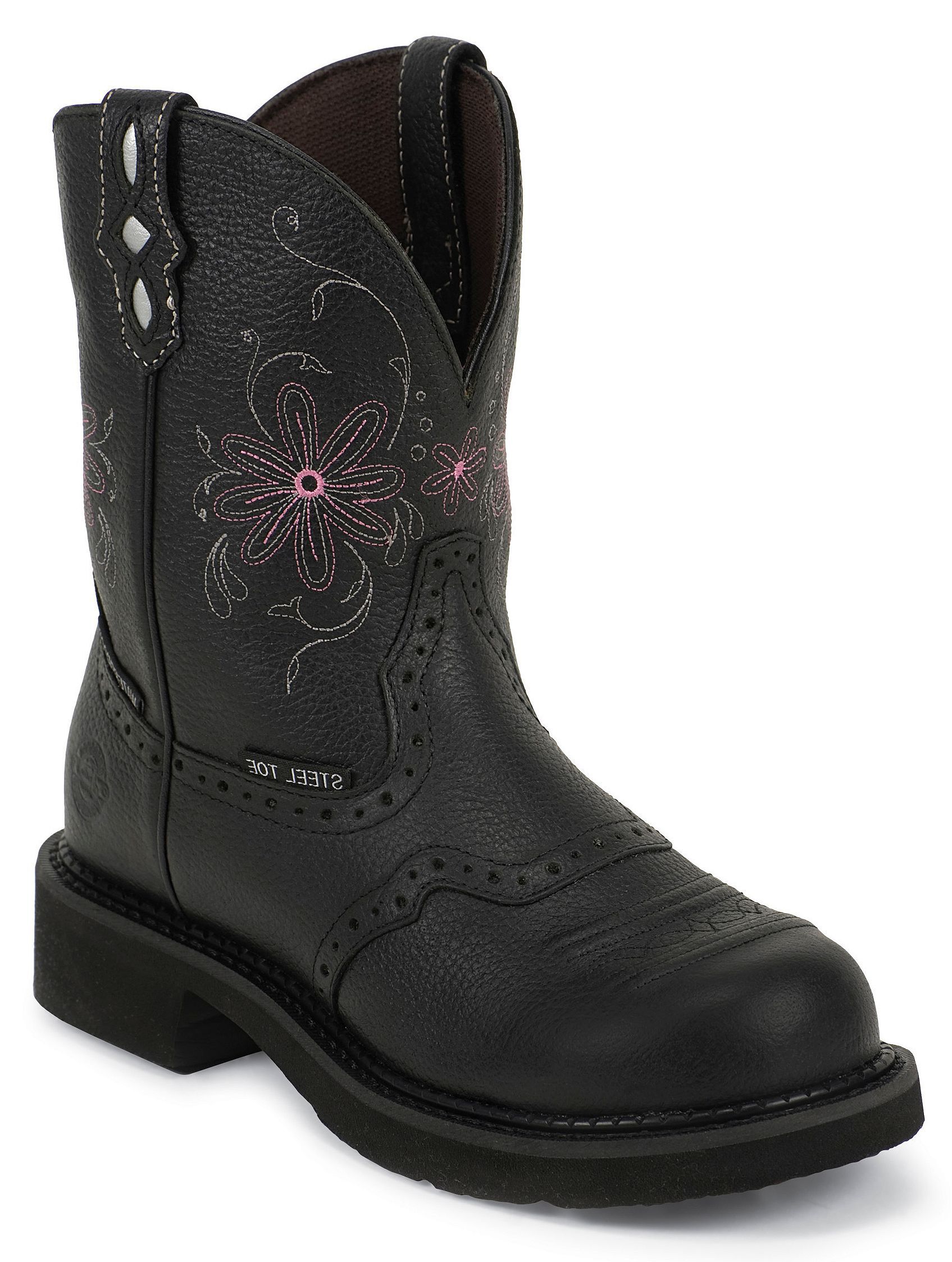 justin black work boots