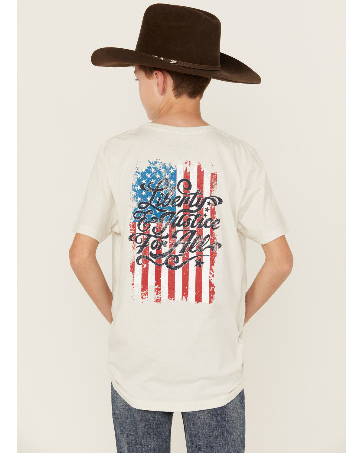 Image #1 - Cody James Boys' Justice For All Short Sleeve Graphic T-Shirt, Silver, hi-res