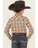 Image #4 - Wrangler Retro Boys' Plaid Print Long Sleeve Snap Western Shirt, Brown, hi-res