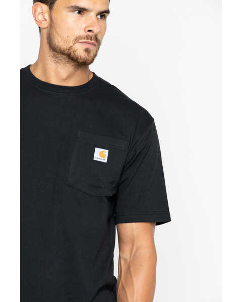 Image #2 - Carhartt Men's Loose Fit Heavyweight Logo Pocket Work T-Shirt, Black, hi-res