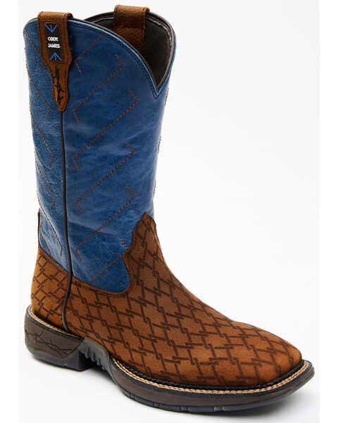 Brothers & Sons Men's Lite Performance Western Boots - Broad Square Toe, Blue, hi-res