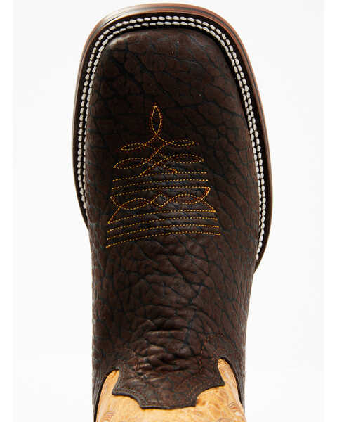 Image #6 - Hondo Boots Men's Bullhide Western Boots - Broad Square Toe, Brown, hi-res