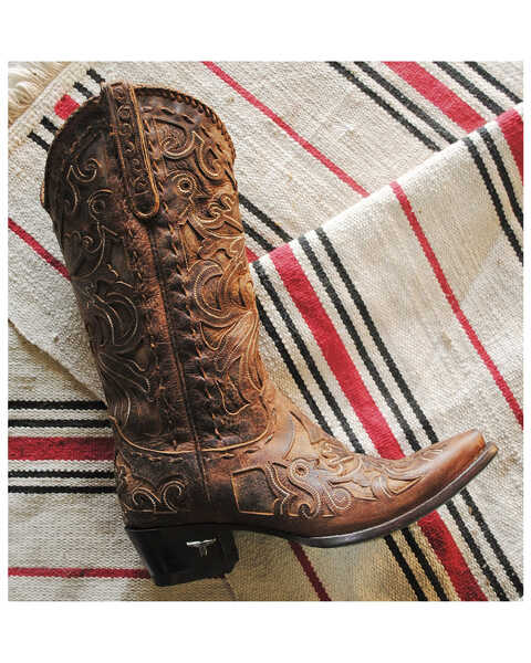 Image #8 - Lane Women's Robin Cognac Whipstitch Inlay Cowgirl Boots - Snip Toe, , hi-res