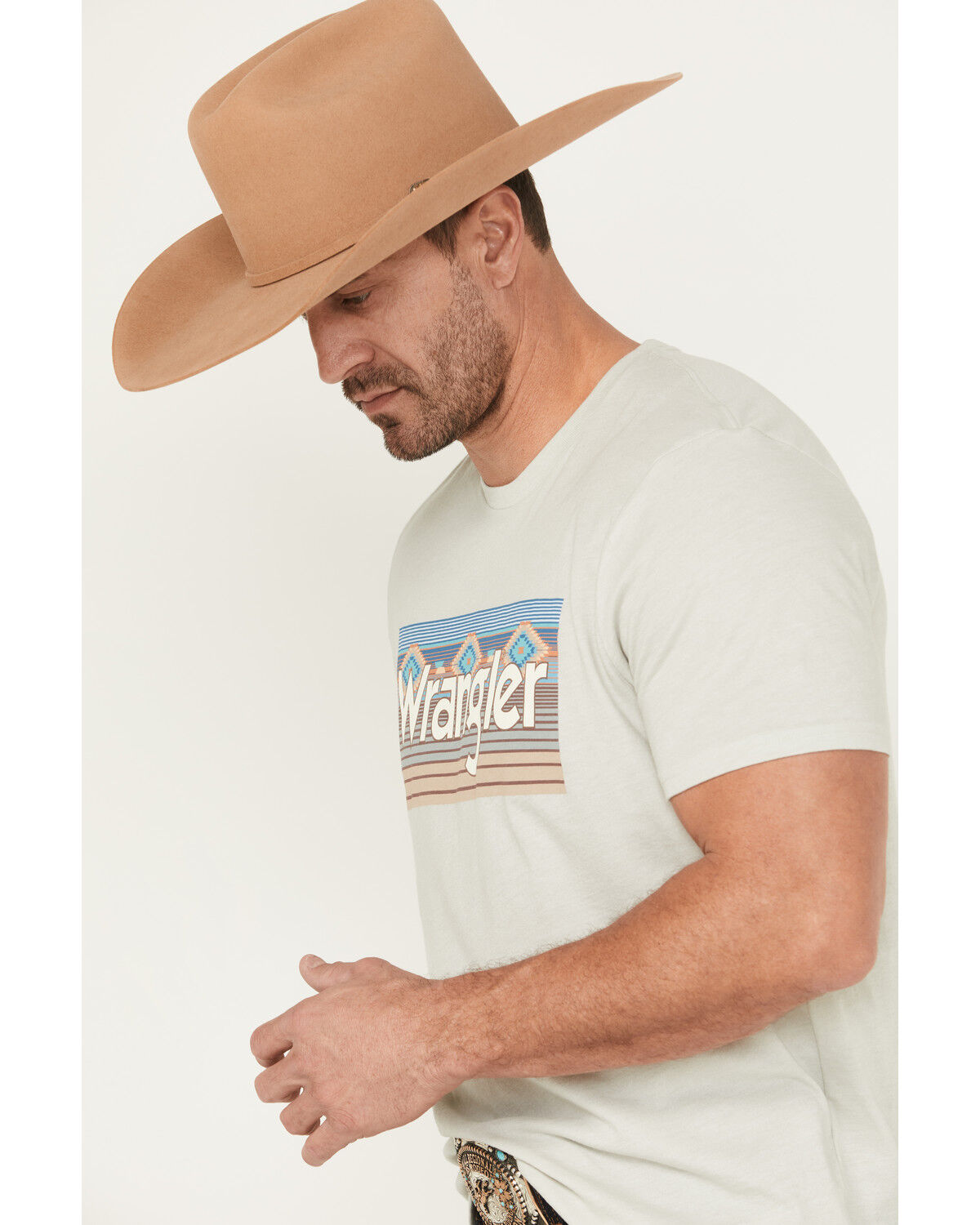 Image #2 - Wrangler Men's Southwestern Logo Short Sleeve Graphic T-Shirt, Off White, hi-res