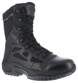 Reebok Women's Rapid Response 8" Work Boots - Round Toe, Black, hi-res