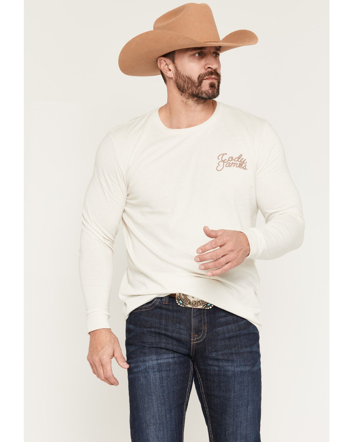 Cody James Men's Wild West Long Sleeve Graphic T-Shirt, Cream, hi-res