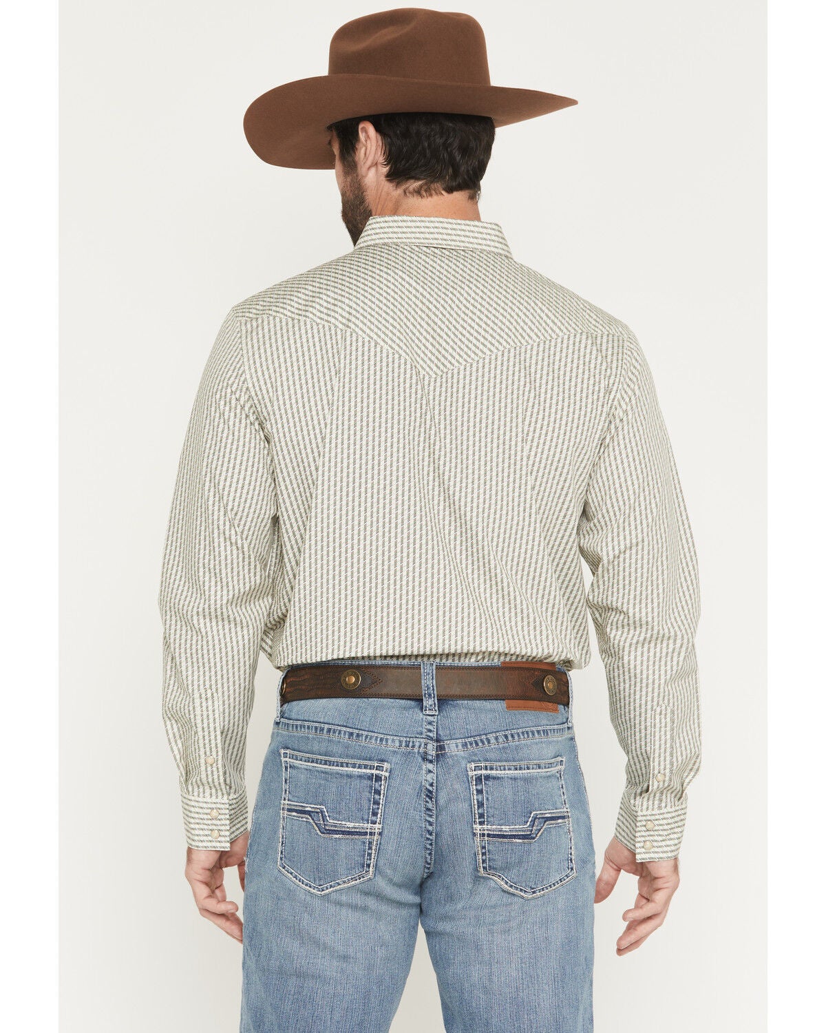 Image #4 - Gibson Trading Co Men's Circuit Striped Print Long Sleeve Snap Western Shirt - Big, Cream, hi-res