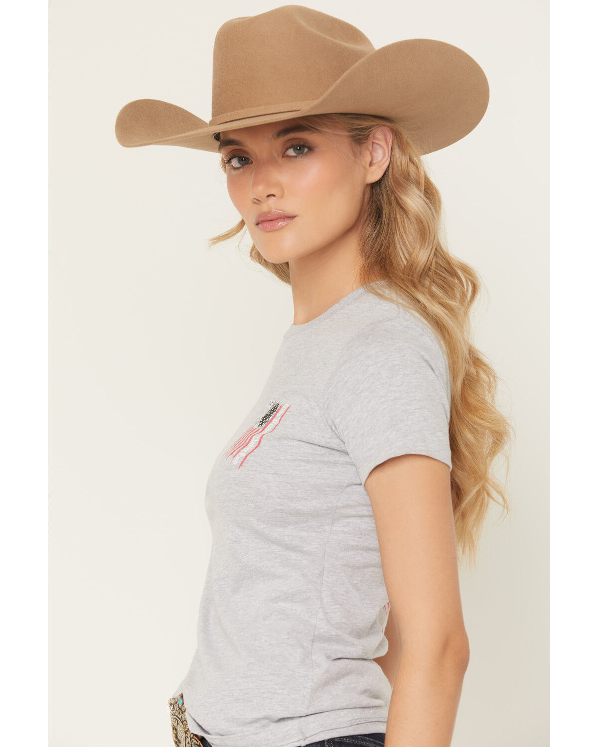 Image #3 - Howitzer Women's One Nation Short Sleeve Graphic Tee, Charcoal, hi-res