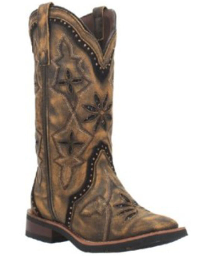 Laredo Women's Bouquet Western Boots - Wide Square Toe, Brown, hi-res