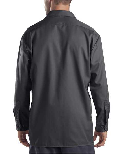 Image #2 - Dickies Men's Solid Twill Button Down Long Sleeve Work Shirt, Charcoal Grey, hi-res