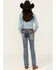 Image #3 - Shyanne Girls' Cowhide Steer Head Light Wash Faded Stretch Bootcut Jeans , Medium Wash, hi-res