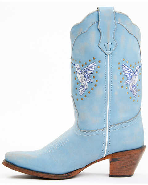 Image #3 - Laredo Women's Joy 11" Hummingbird Embroidered Western Boot - Square Toe, Blue, hi-res