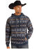 Image #1 - Rock & Roll Denim Men's Southwestern Print Hooded Sweatshirt, Navy, hi-res
