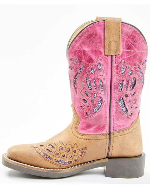 Image #3 - Shyanne Girls' Chloe Glitter Western Boots - Square Toe, Pink, hi-res