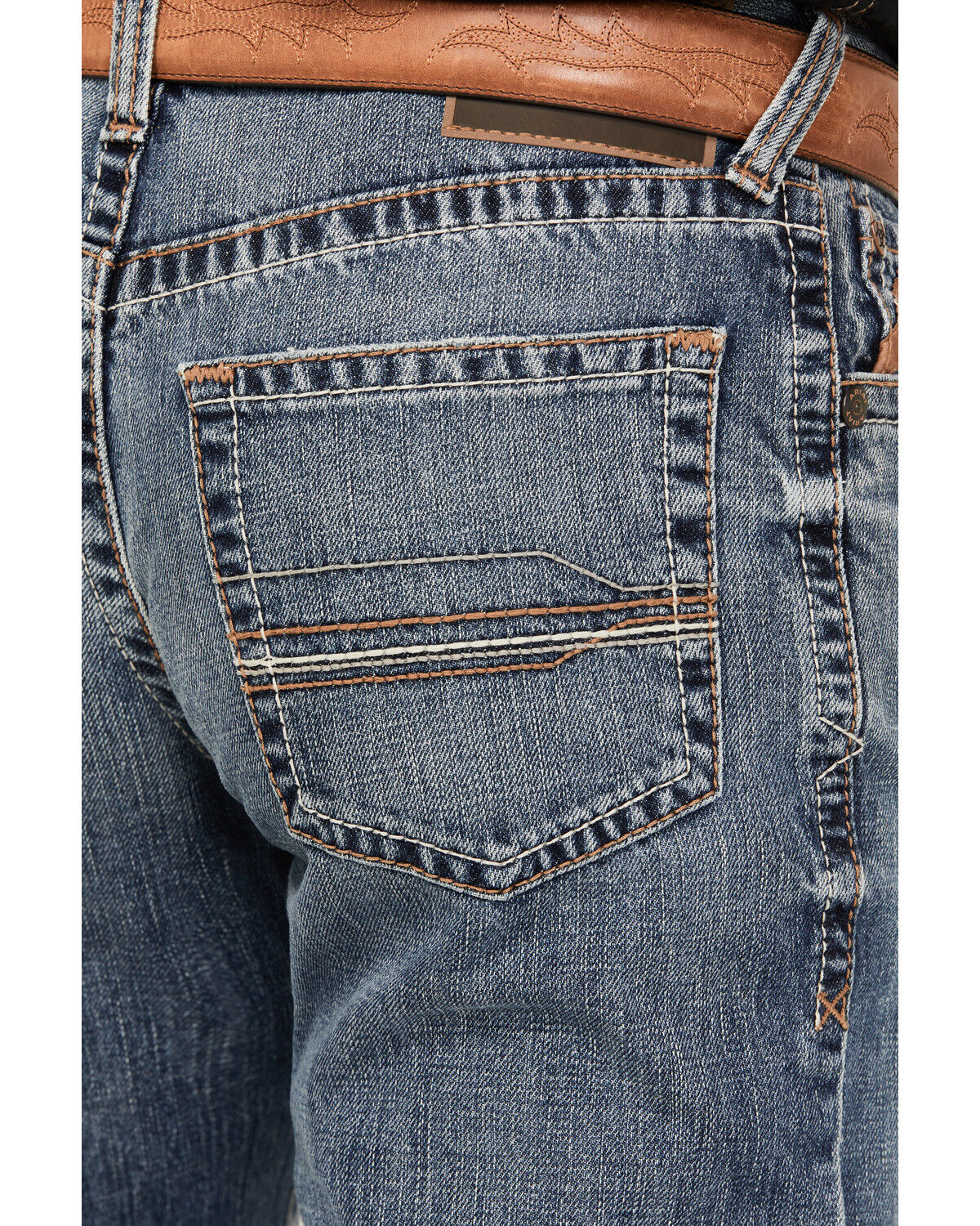 Image #4 - Ariat Men's M5 Weatherford Smokey Medium Wash Straight Rigid Denim Jeans, Medium Wash, hi-res
