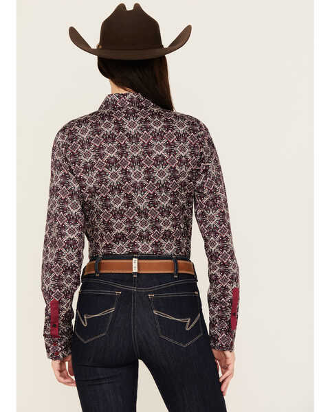 Image #4 - Cinch Women's Printed Long Sleeve Button Down Western Shirt, Purple, hi-res